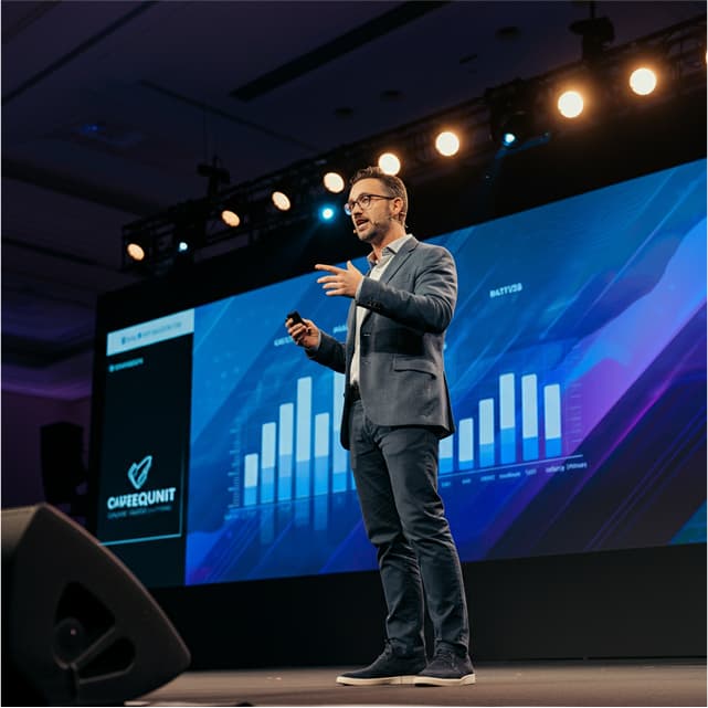 Conference speaker presenting